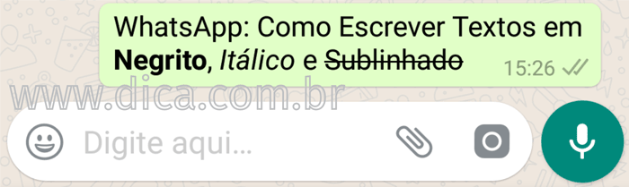 Como escrever negrito italico sublinhado zap