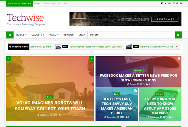 Techwise responsive blogger template