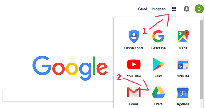 Página inicial para baixar o Google Drive
