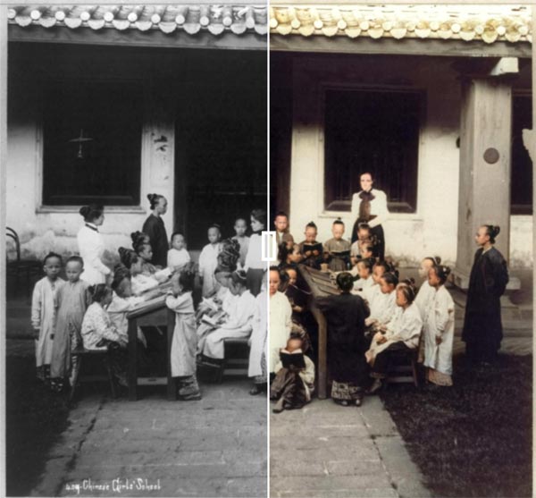 Antes e depois: foto antiga em preto e branco e a versão colorida pela IA