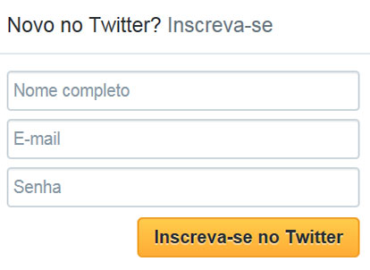 Caixa de login para twitter entrar